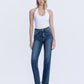 High Rise Full Length Dark Wash Straight Jeans