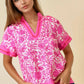Vibrant Pink Floral Ruffle Tiered Top