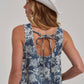 Vintage Denim Sleeveless Embroidered Mini Dress