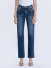 High Rise Full Length Dark Wash Straight Jeans