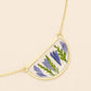 Purple Cornflower/Gold Pressed Flower Necklace