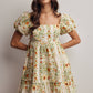 Midnight Floral Puff Sleeve Mini Dress