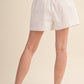 Rope Trim Pleated Belted Shorts