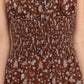 Brown + Blue Smocked Floral Tiered Midi Dress