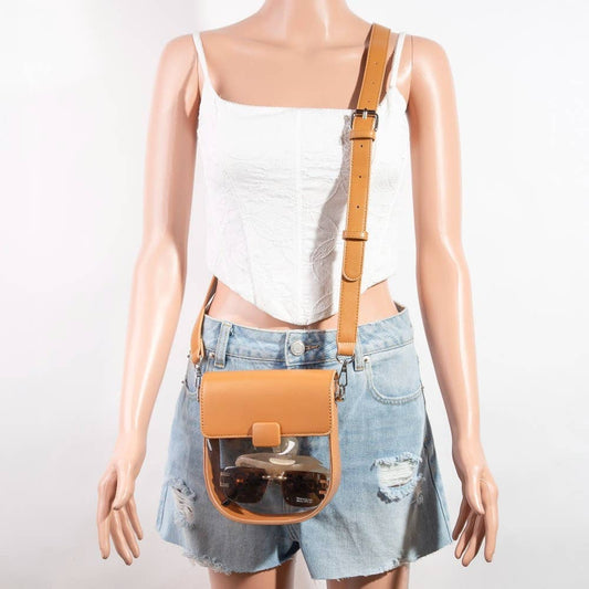 Leather Clear See Through Crossbody Bag