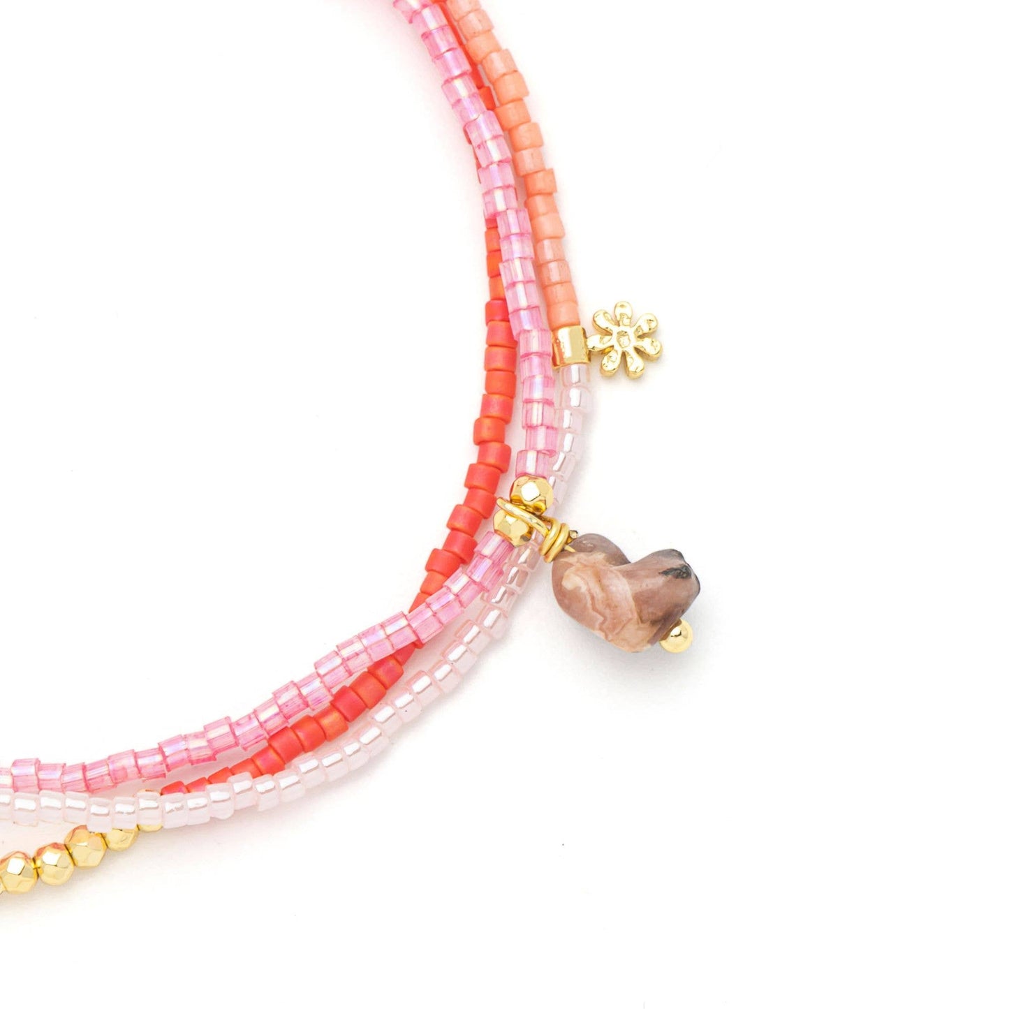Love/Rhodocrosite/Gold Wrap Bracelet/Necklace