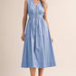 Zipper Front Cornflower Sleeveless Midi Dress