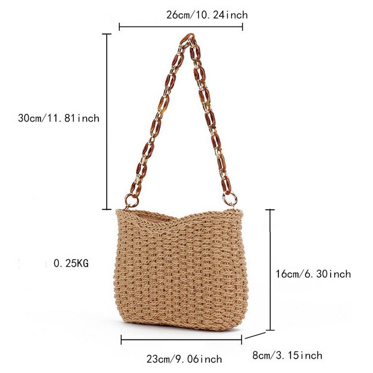Straw Link Strap Summer Bag