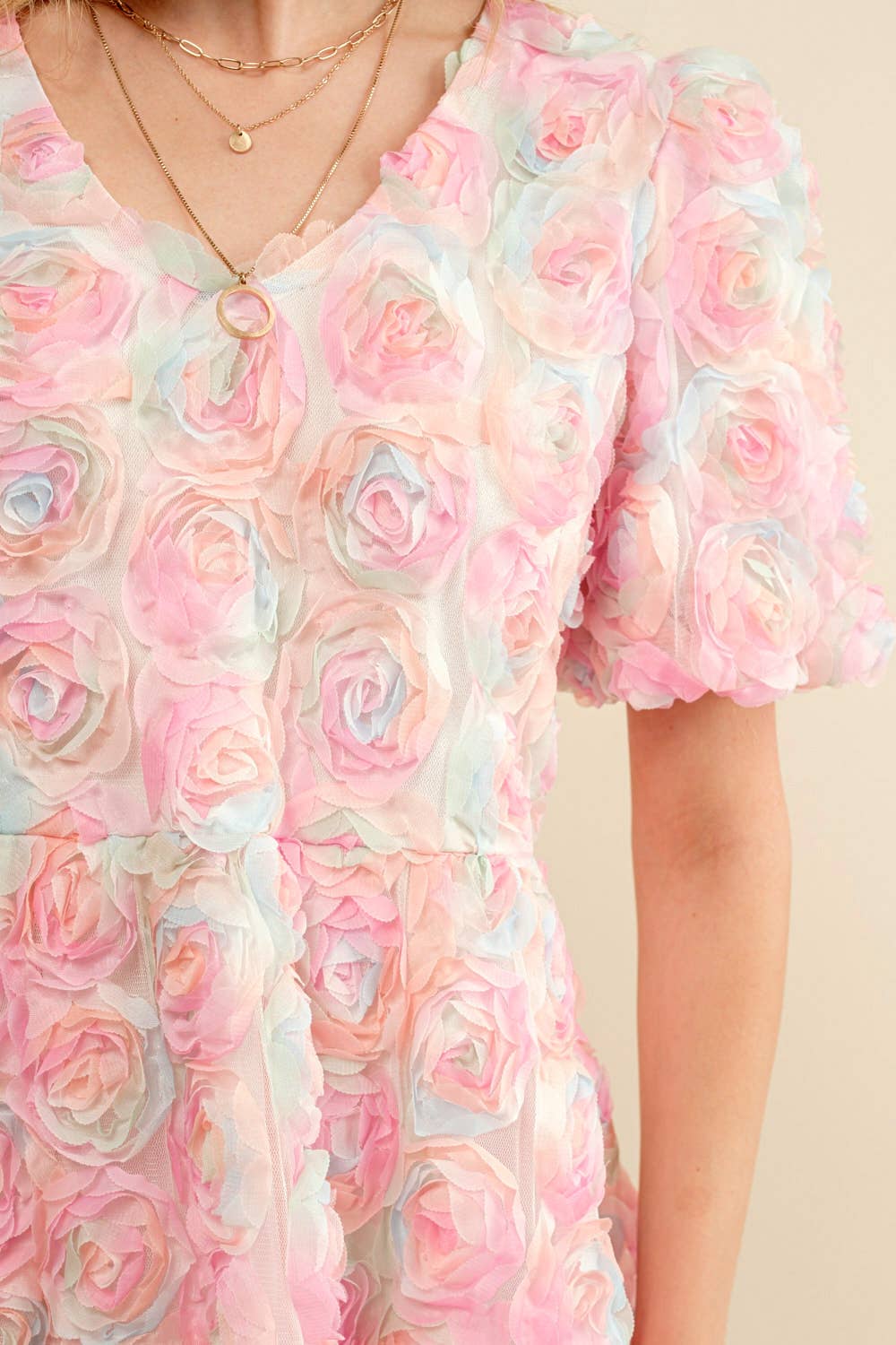 3D Pink Petal Floral Dress