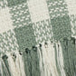 Pistachio Green Check Woven Throw Blanket with Fringe [50x60]