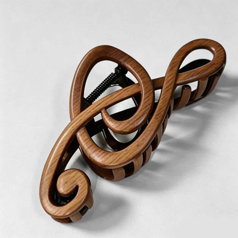 Treble Clef Wood Claw Clip