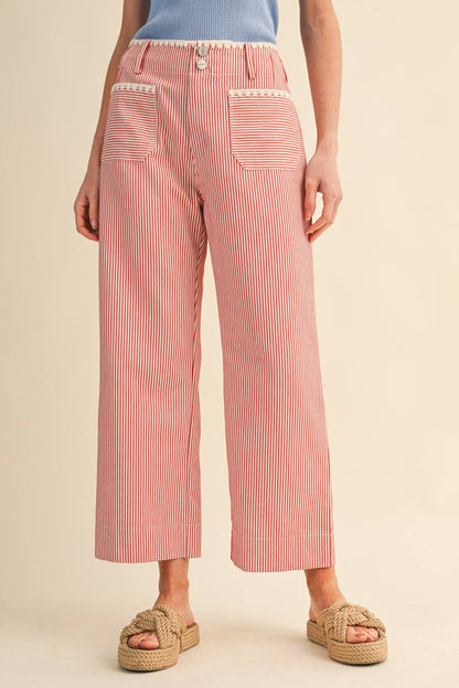 Red Stripe Wide Leg Pants