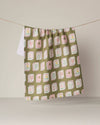 Flower Green Mahjong Tiles Tea Towel