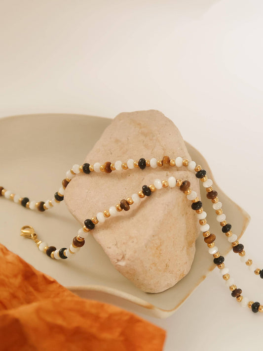 18K Gold Non-Tarnish Boho Beaded Necklace