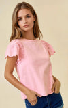 Ruffled Eyelet Short Sleeve Top