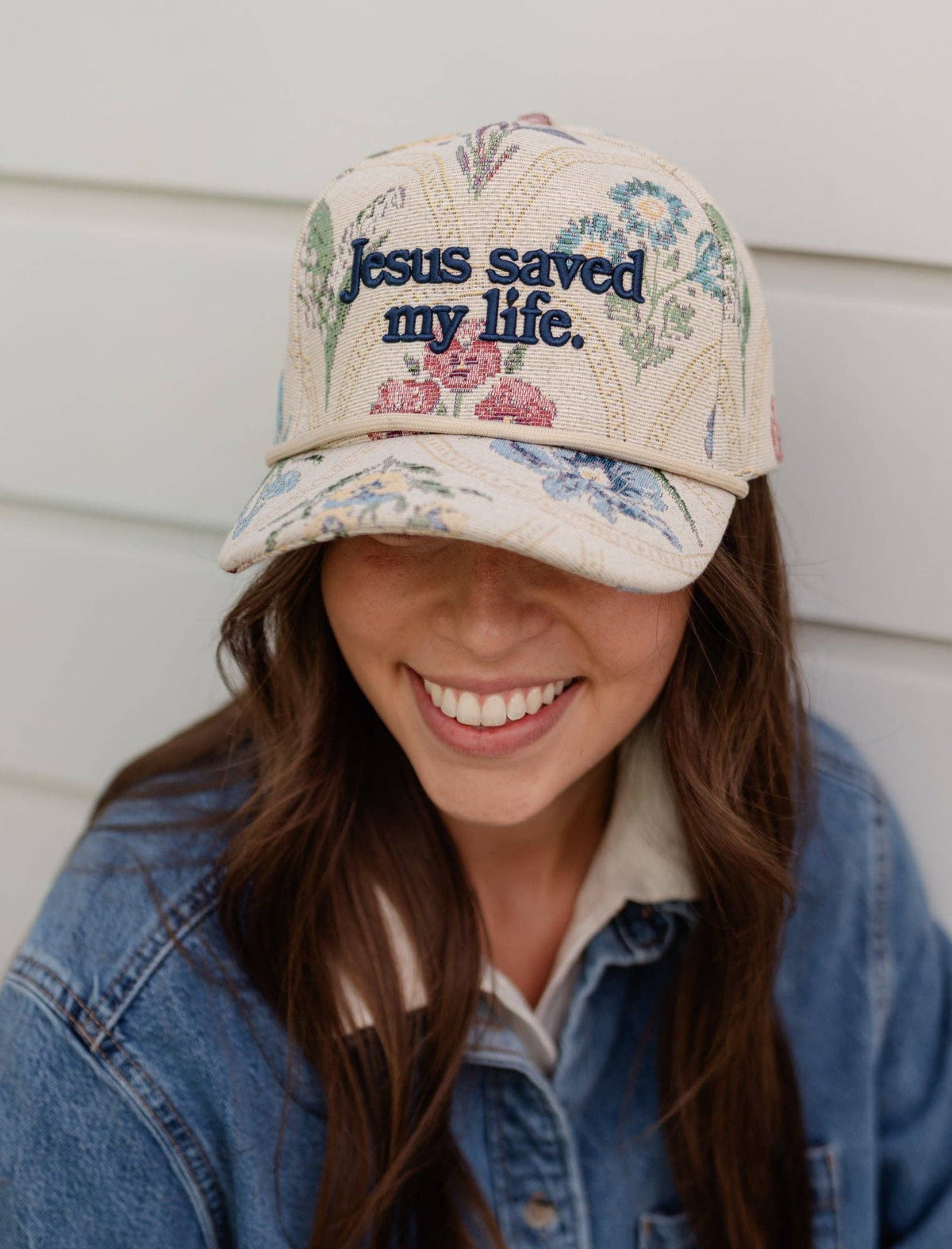 Jesus Saved My Life Floral Snapback Cap