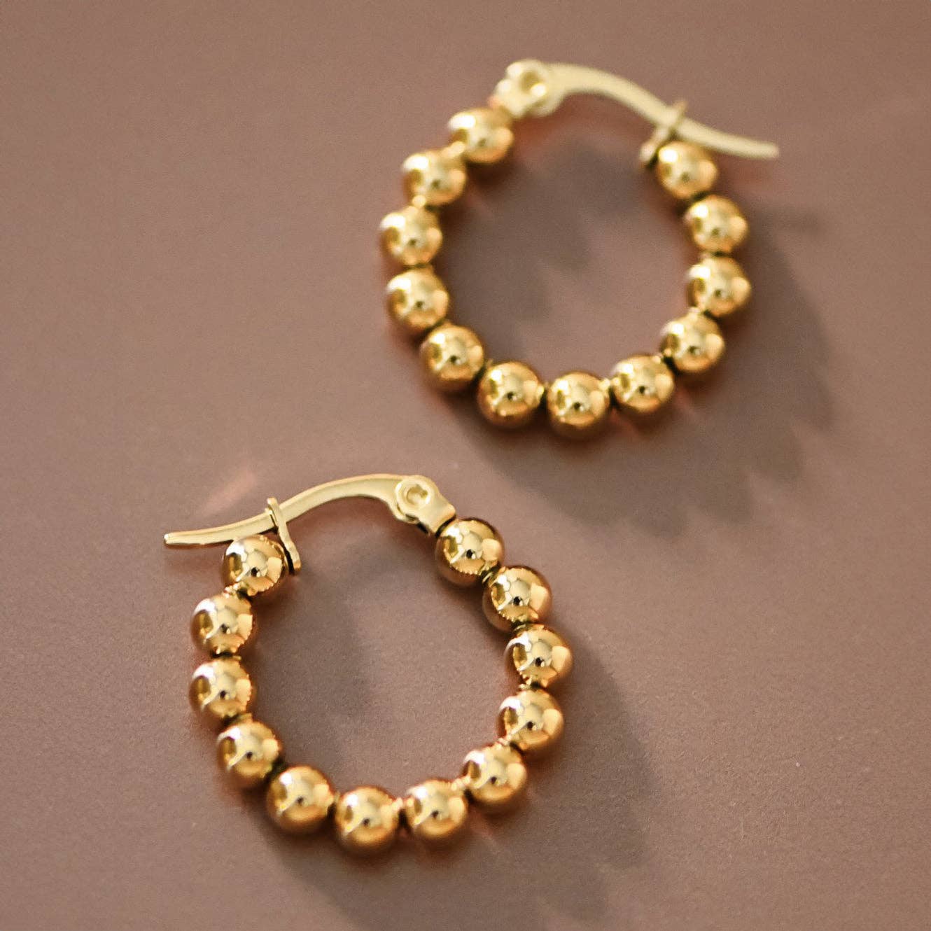 18K Gold Plated Waterproof Stainless Steel Hoop Earrings
