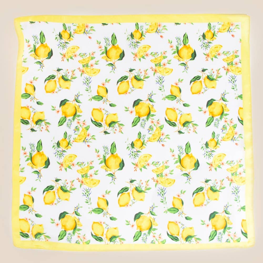 Lemons + Flowers Square Bandana Scarf
