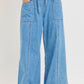 Denim Pull On Wide-Leg Pants
