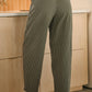 Olive Oatmeal Linen Striped Relax Pants