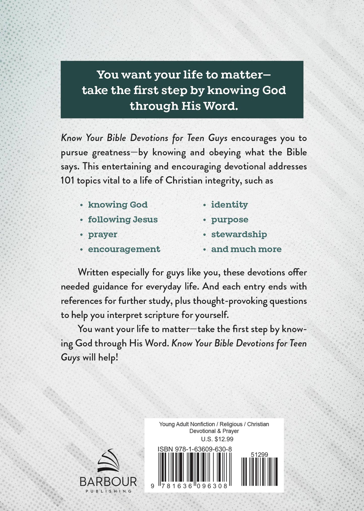 Know Your Bible Devotions for Teen Guys