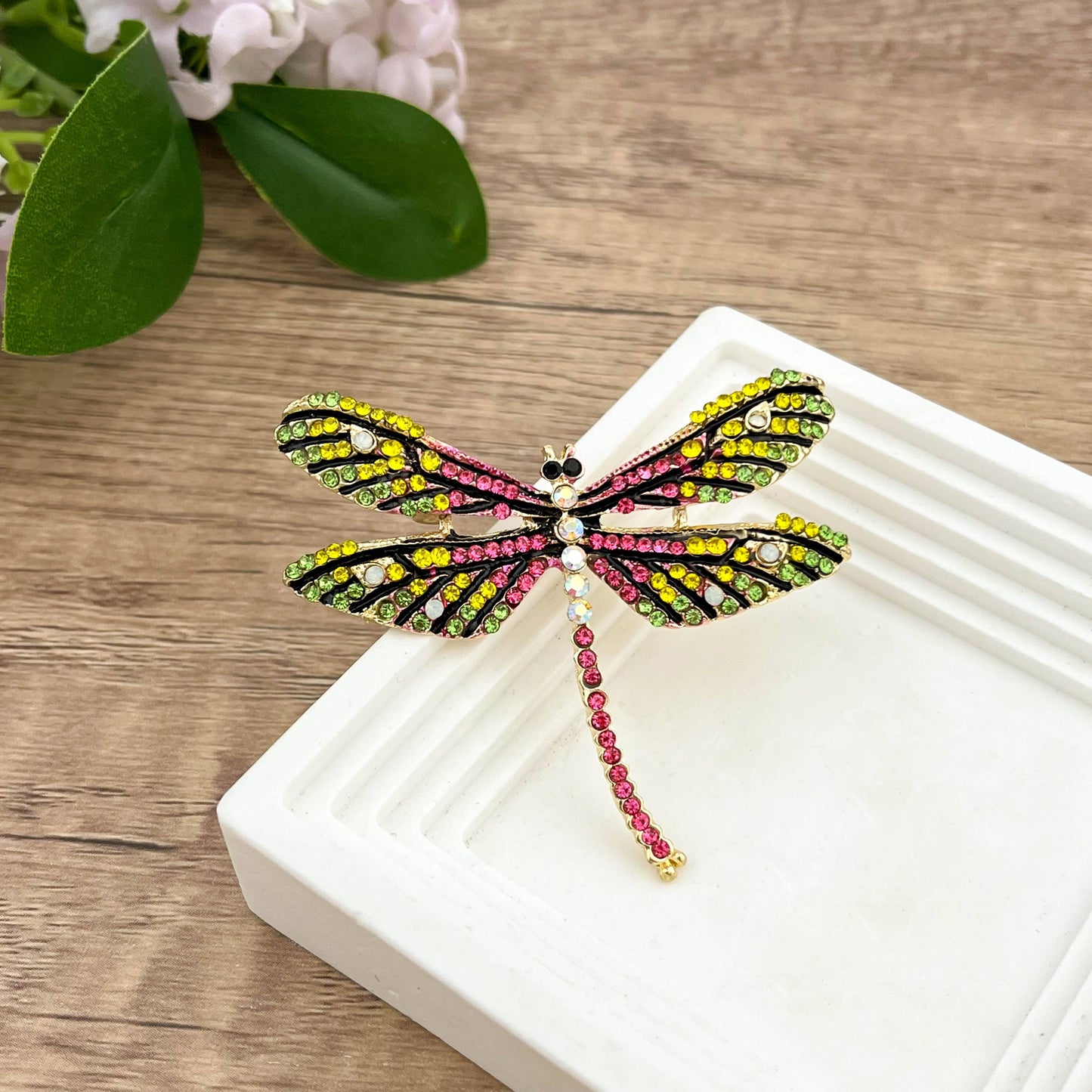 Rhinestone Dragonfly Metal Brooch