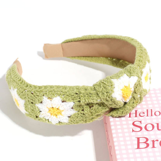 Sweet Knitted Floral Colorful Knotted Headband