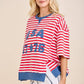USA Rope Embroidery Striped Top