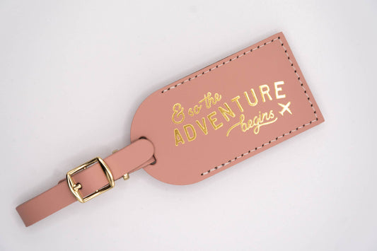 "& So The Adventure Begins" Leather Luggage Tag