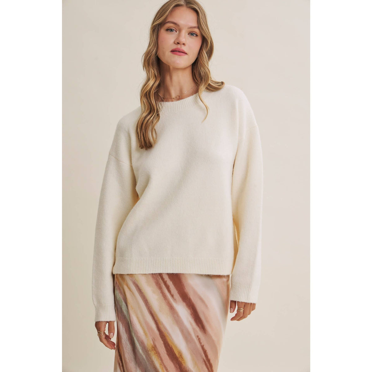 Cream / Camel Open Back Gingham Bow Sweater