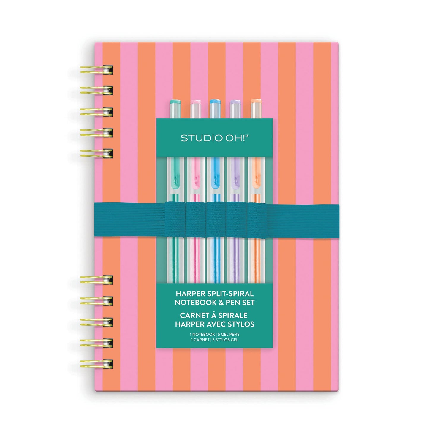 Stripes Harper Split-Spiral Notebook & Pen Set