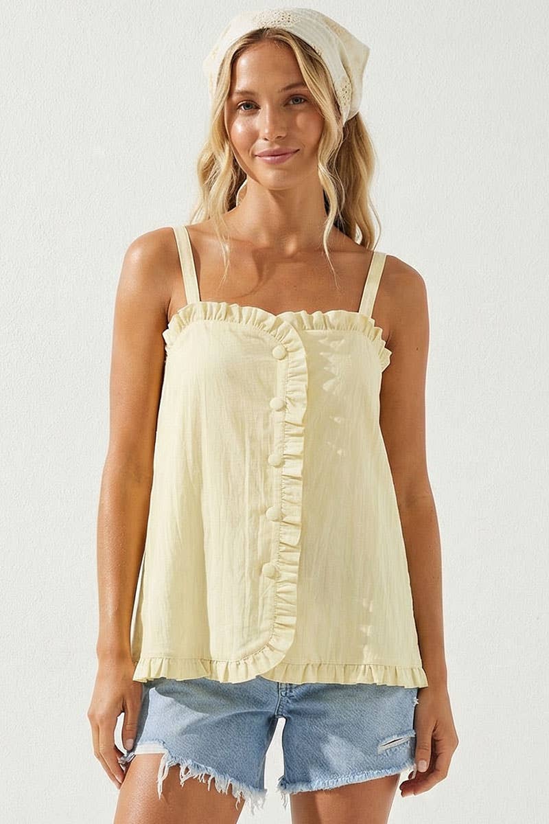 Ruffle Detail Shirt Tank Top