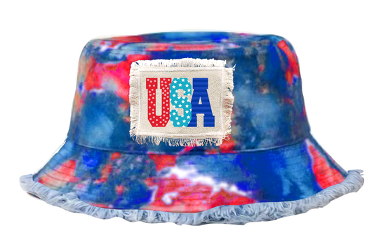 USA America Patriotic Patch Bucket Hat