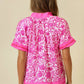 Vibrant Pink Floral Ruffle Tiered Top