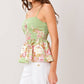 Sage Floral Tassel Bodice Top