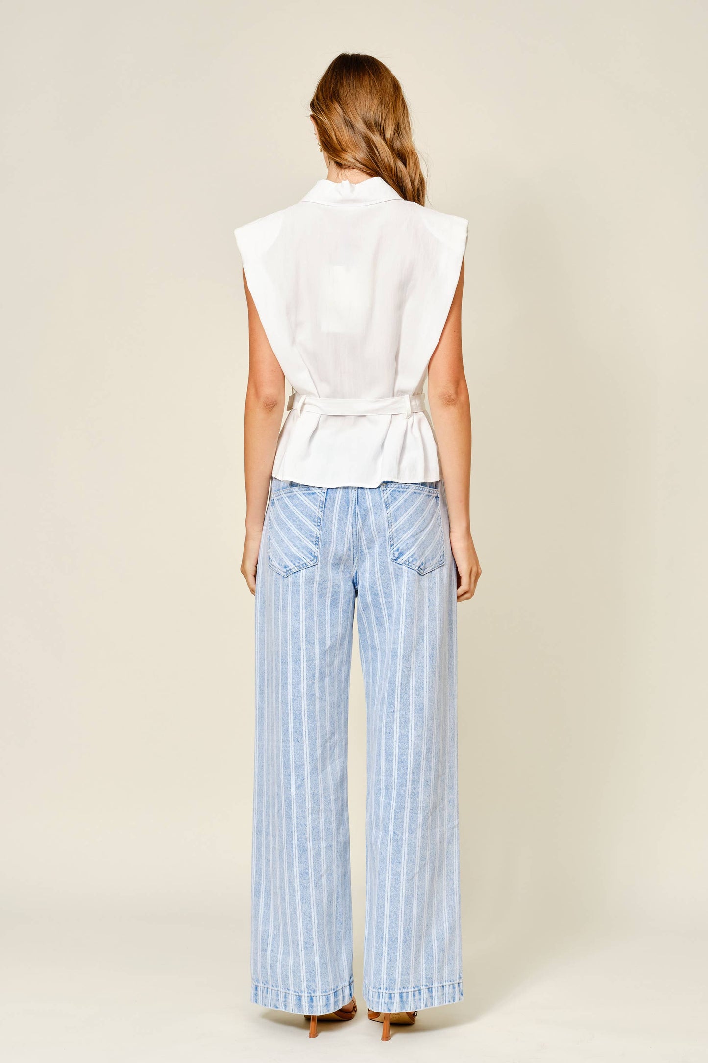 Light Denim Striped Straight Pants