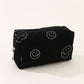 Smiley Face Corduroy Travel Cosmetic Bag