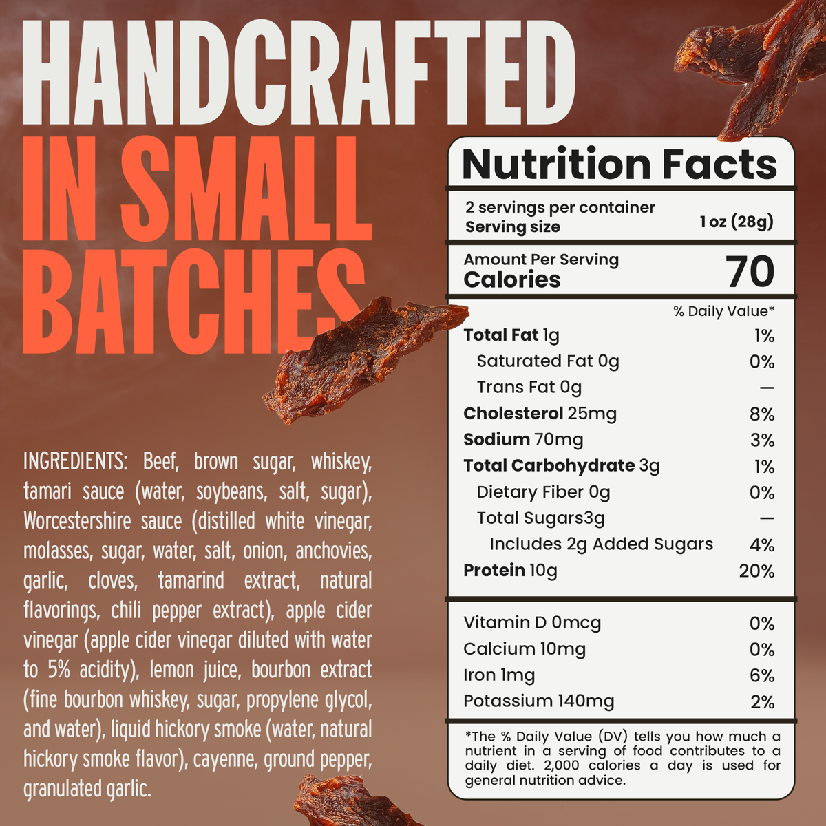 Beef Jerky Bourbon Glazed Sweet Savory Gourmet Snack 
