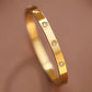 18K Gold Plated Hinge Faux Diamond Stainless Steel Bangle