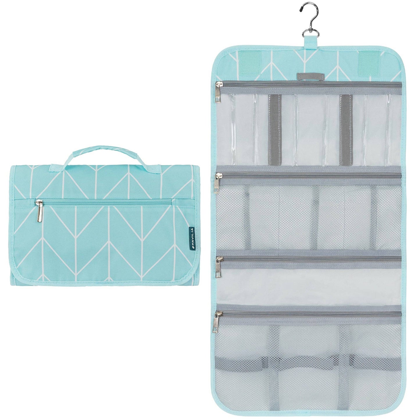 Rollout Hanging Toiletry Organizer Bag - Chevron Teal
