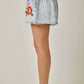Acid Blue Washed Tencel Embroidered Shorts