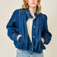 Dark Denim Bubble High Neck Denim Jacket