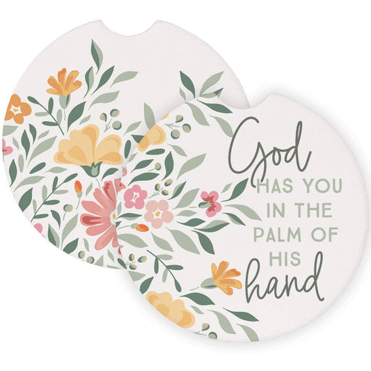 God Palm Hand Flowers Car Coasters