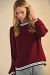 Wine Mock Neck Knit Top