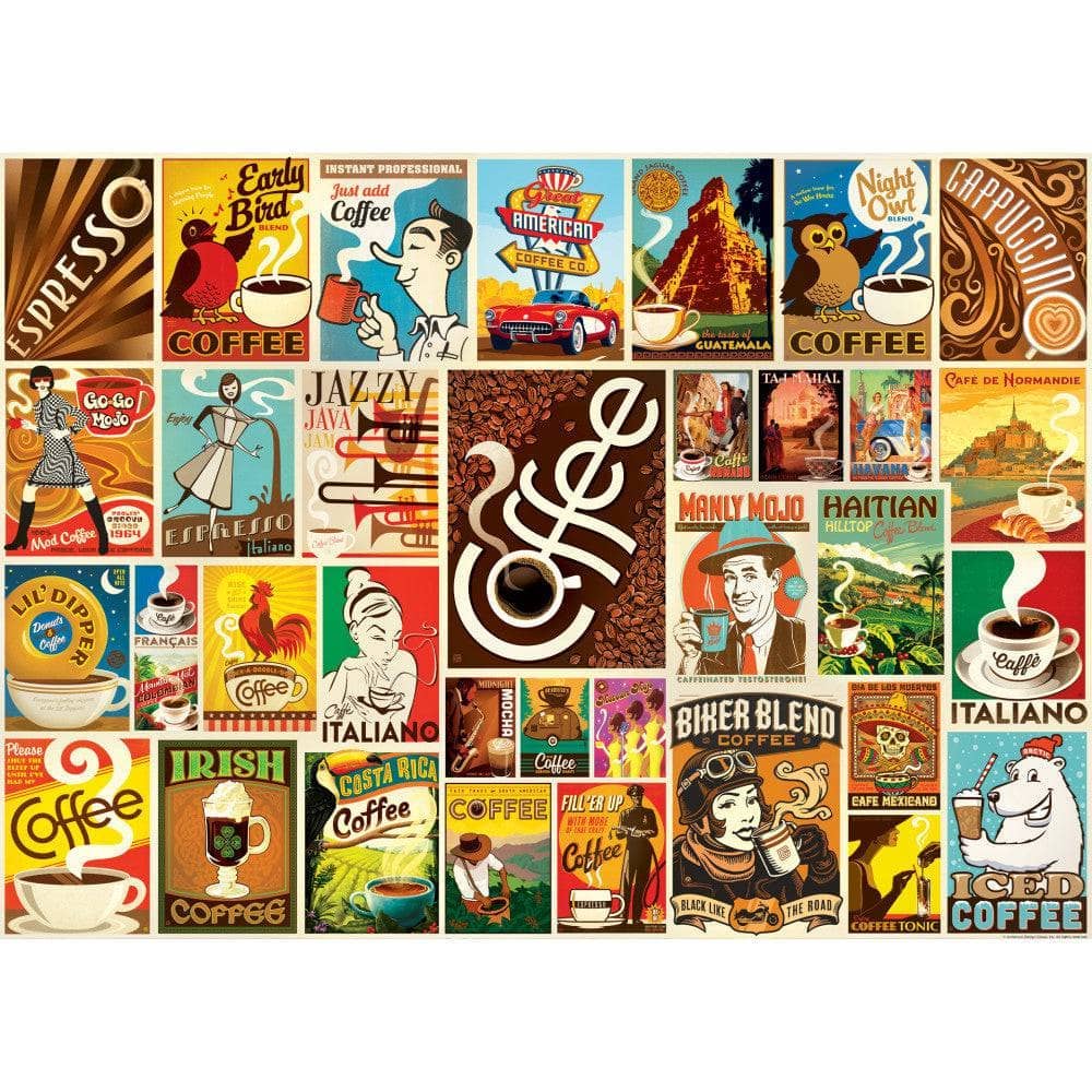 Coffee Lovers Vintage Posters 1000 Piece Jigsaw Puzzle