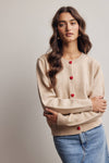 Heart Button Cream Knit Cardigan