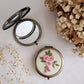Dandelion Floral Embroidered Compact Mirror