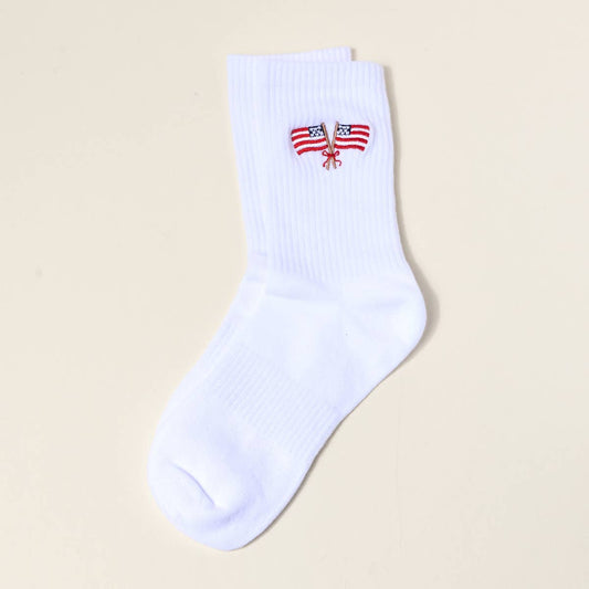American Flags: Embroidered Crew Socks