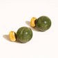 18K Gold Non-Tarnish Green Marble Ball Earrings