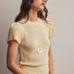 Puff Ivory Sleeve Textured Knit Top